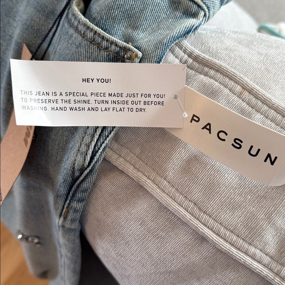 NWT Pacsun Rare Edit Denim Low Rise Baggy Jeans 24 Rhinestone Bows - Picture 11 of 15